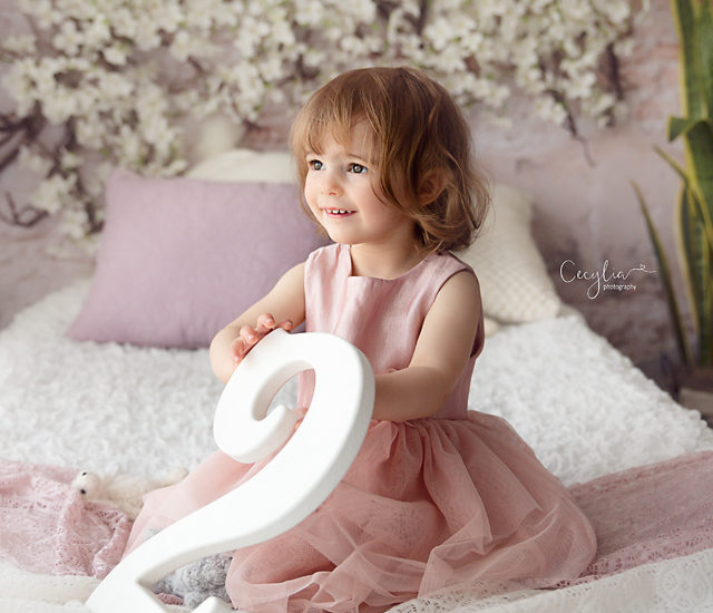 two years old having birthday photo session