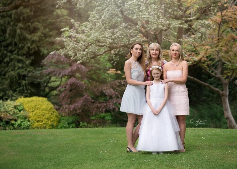 family in dungannon park on the first holy communion