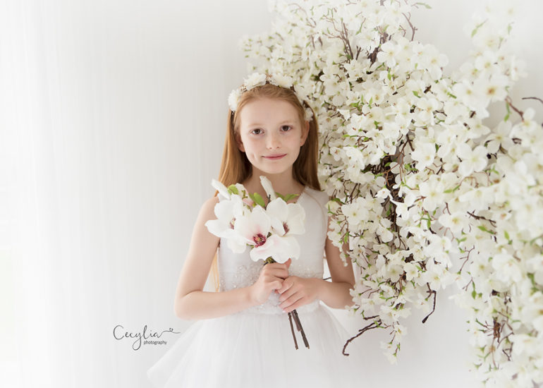 indoor first holy communion photo session