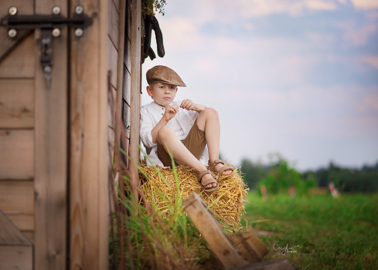 a boy on the farm portrait